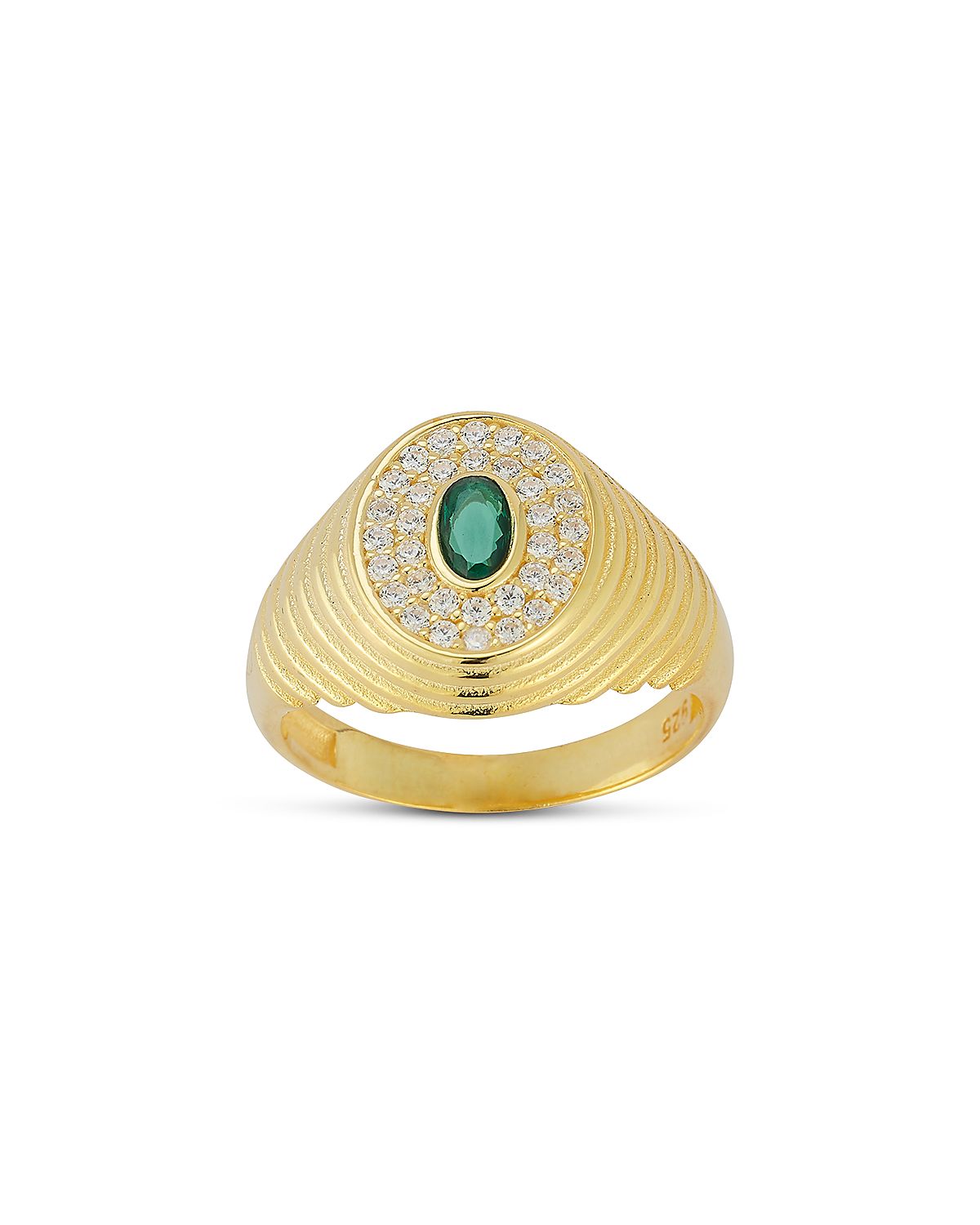 Aqua Ribbed Oval Signet Ring, Exclusive