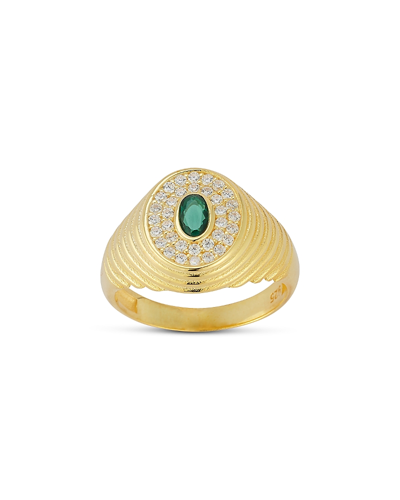 Aqua Ribbed Oval Signet Ring, Exclusive