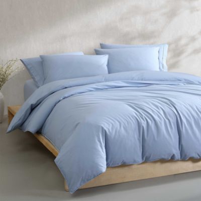 Washed Percale Cotton 3 Piece Duvet Cover Set, King