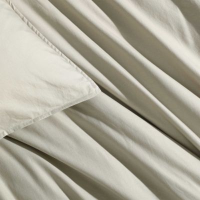 Washed Percale Cotton 3 Piece Comforter Set, Queen