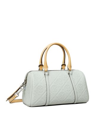 T Monogram Embossed Leather Satchel