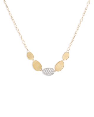 18K White & Yellow Gold Lunaria Diamond Petal Collar Necklace, 16.5-18"