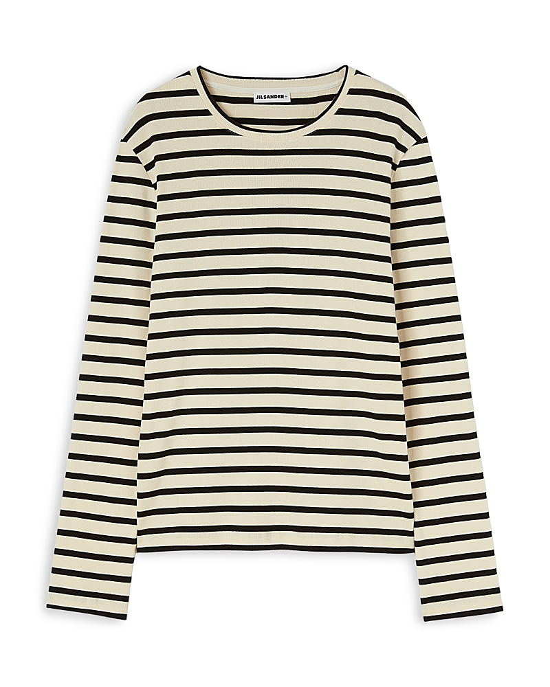 Jil Sander Striped Long Sleeve Tee In Gray