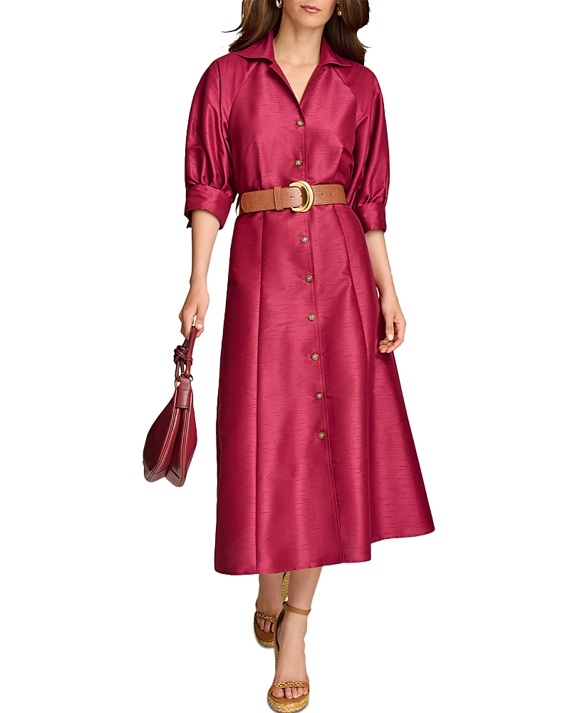 Donna Karan Dupioni Belted Shirt Dress