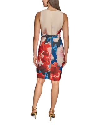 Placed Floral Sheath Dress