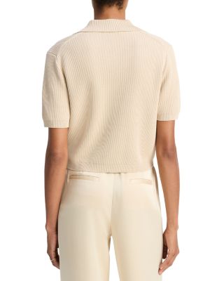 Ribbed Short Sleeve Polo Sweater