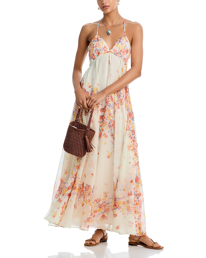 Aqua X Ava Phillippe Placed Floral Maxi Dress - Exclusive In Neutral