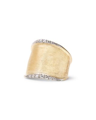 18K Yellow Gold Lunaria Diamond Textured Finish Large Statement Ring