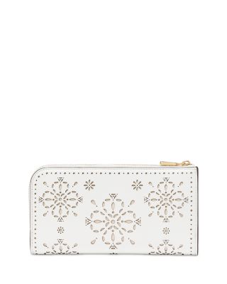 Devin Spade Flower Perforated Leather Zip Around Continental Wallet