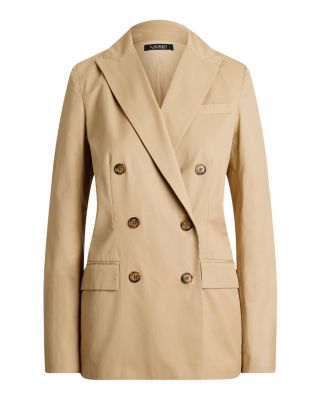 Double Breasted Cotton Twill Blazer