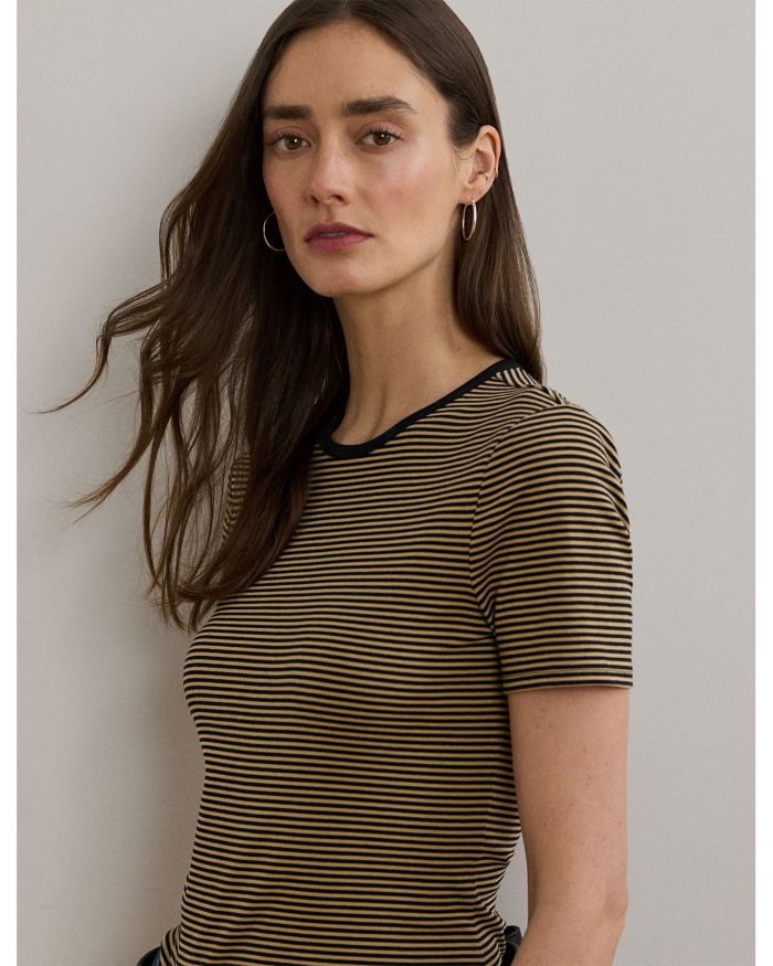 Striped Stretch Cotton Crewneck Tee