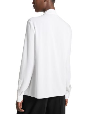 Silk Tie Neck Pleated Blouse