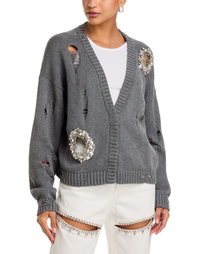 Distressed Rhinestone Cardigan
