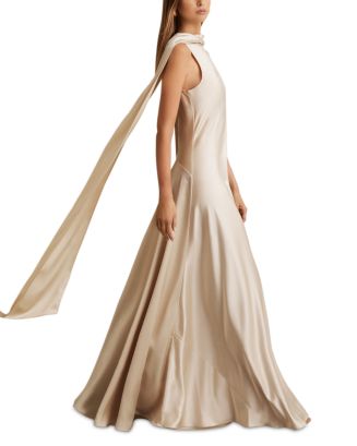 【海外限定】REISSドレス☆Fae Satin Cape Maxi Dress in Champa Shop Reiss - Fae Satin Cape Maxi Dress | Saks Fifth Avenue