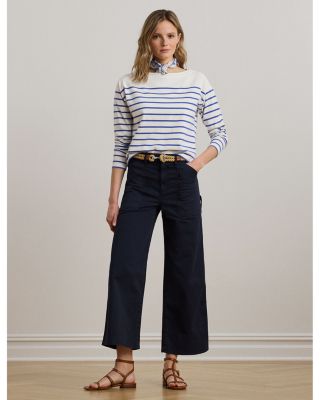 Stretch Chino Wide Leg Cropped Pants