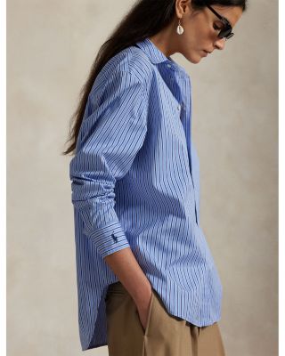 Oversize Fit Striped Cotton Shirt