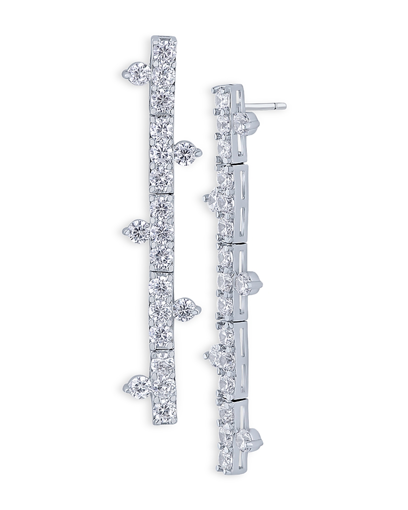 Kenneth Jay Lane Cubic Zirconia Bar Linear Drop Earrings In Metallic