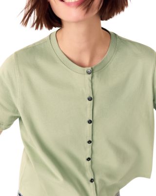 Round Neck Button Up Tee