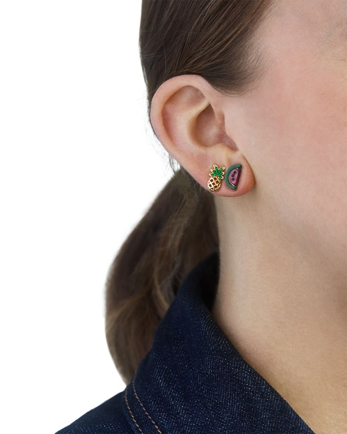 Pick Of The Tropics Pavé Pineapple & Watermelon Slice Stud Earrings, Set of 2