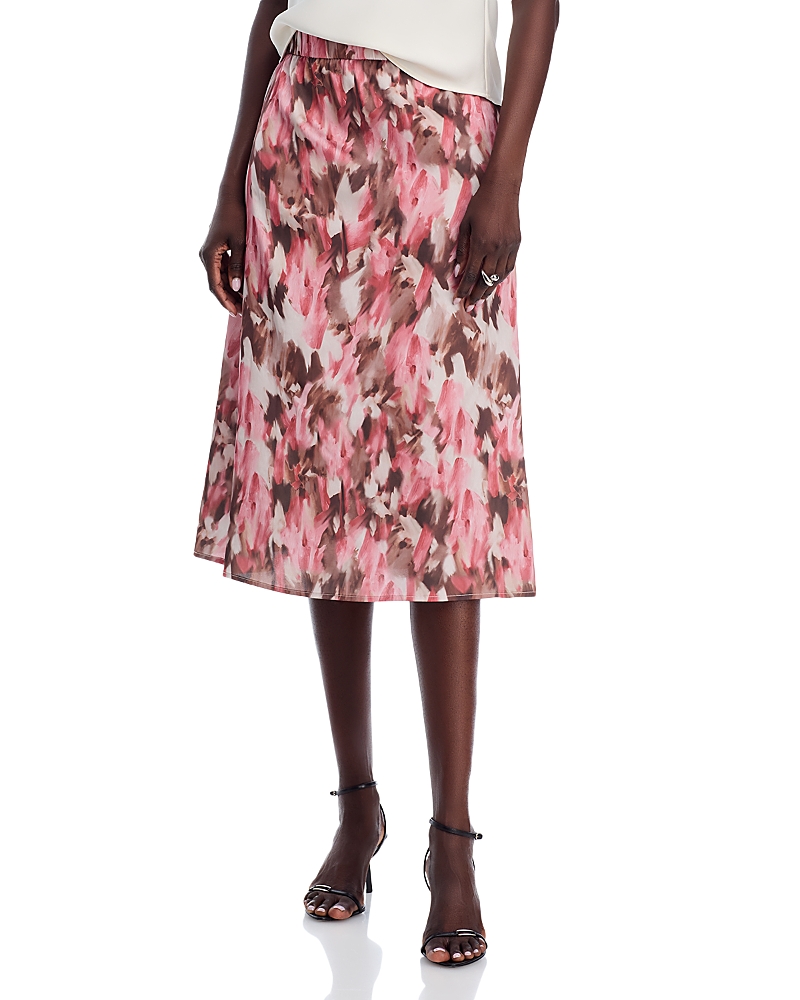 Misook Printed A Line Skirt In Pink