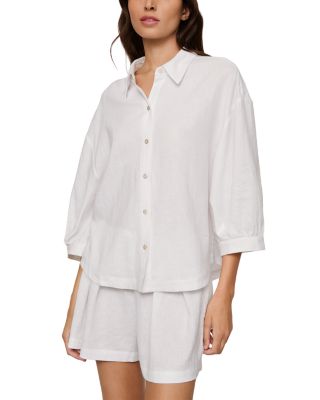 Linen Blend Relaxed Fit Pajama Top