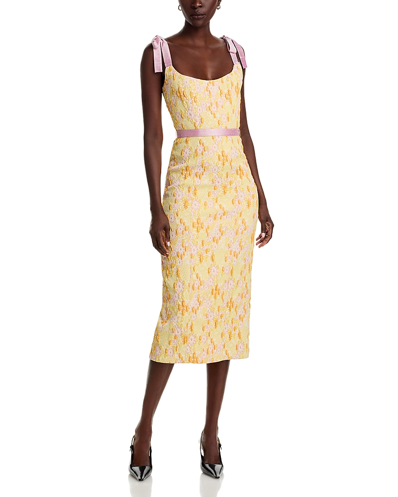 Markarian Acacia Daisy Stretch Brocade Corset Dress