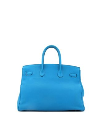 Birkin 35 Handbag Blue Togo with Palladium Hardware