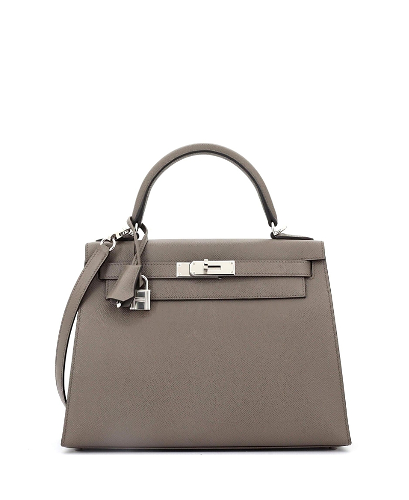 Pre-owned Pre-owned Hermes Hermes Kelly 28 Handbag Grey Epsom With Palladium Hardware In Gray