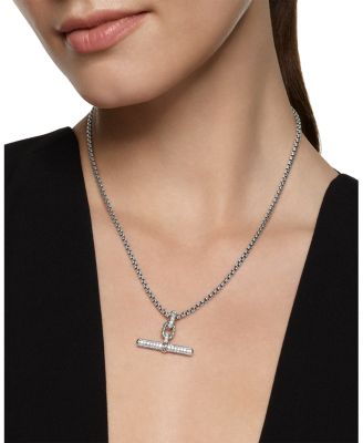DY Madison&reg; Toggle Pendant in Sterling Silver with Diamonds, 29mm