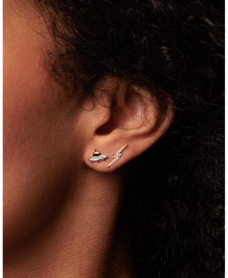 14K Yellow Gold Diamond Lightning Bolt Stud Earrings