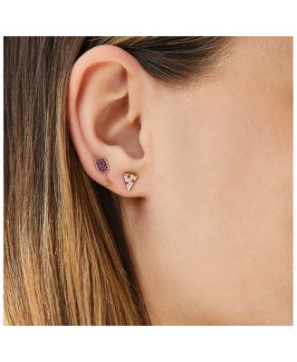 14k Yellow Gold Ruby & Diamond Pizza Slice Single Stud Earring