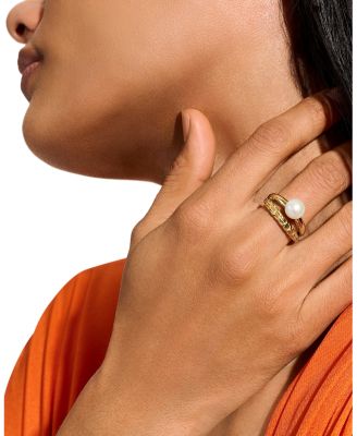 14K Yellow Gold JH Essential Cultured Freshwater Pearl Crossover Ring