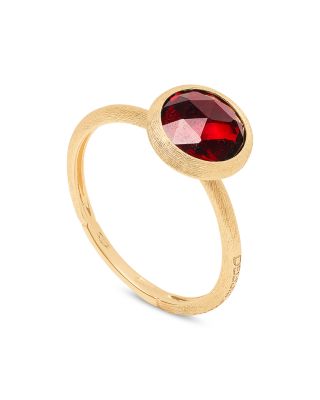 18K Yellow Gold Jaipur Color Garnet Bezel Ring