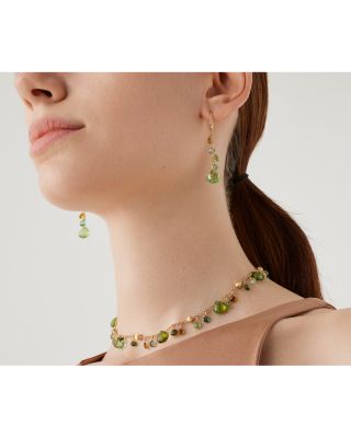 18K Yellow Gold Paradise Green Tourmaline & Diamond Linear Drop Earrings