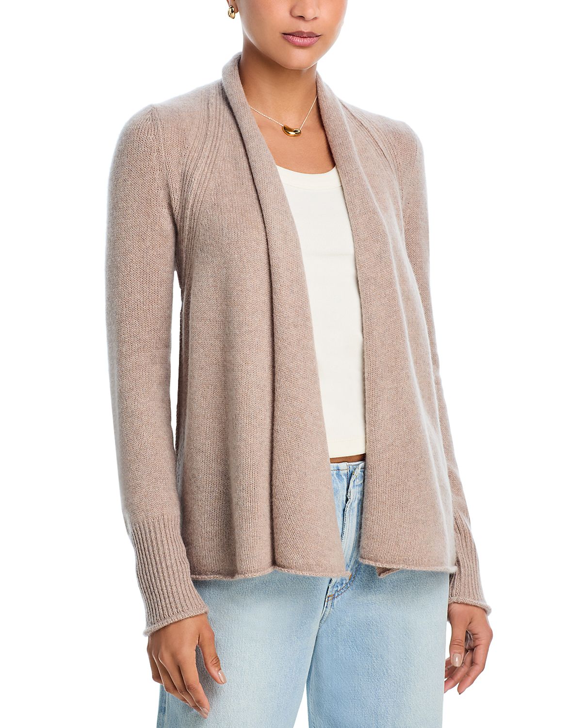 Aqua 100% Cashmere Drape Front Cardigan - Exclusive