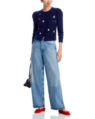 100% Cashmere Crewneck Cardigan Sweater - Exclusive