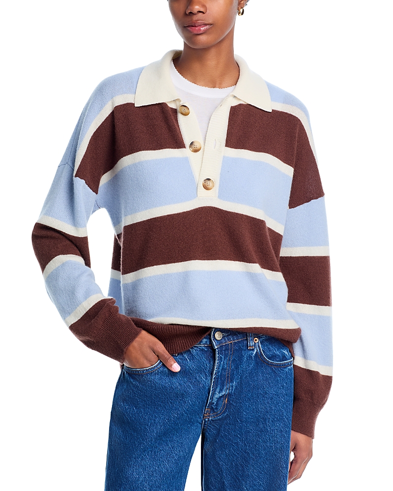 Aqua Cashmere Striped Rugby Sweater - Exclusive