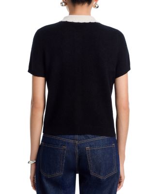 100% Cashmere Short Sleeve Colorblock Cardigan - Exclusive