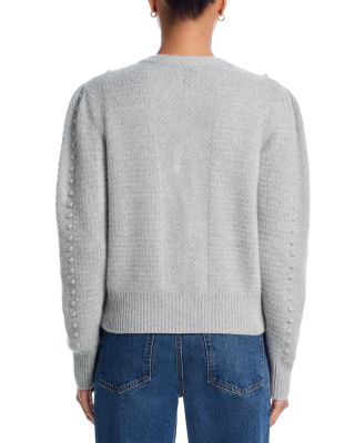 100% Cashmere Popcorn Embriodered Knit Cardigan - Exclusive