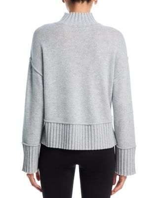 AQUA AQUA 100% Cashmere Boxy Mock Neck Cashmere Sweater