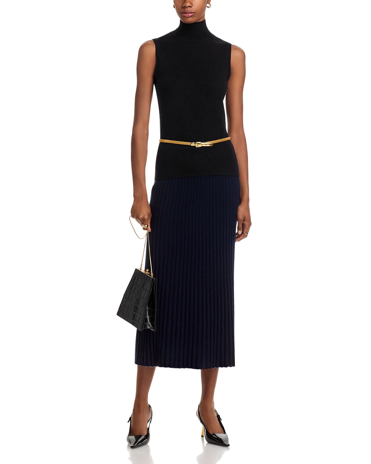100% Cashmere Ribbed Midi Skirt - Exclusive thumbnail 2