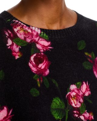 100% Cashmere Peony Printed Crewneck Sweater - Exclusive