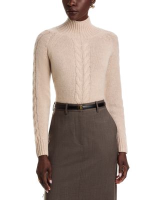 100% Cashmere Cable Mock Neck Sweater - Exclusive