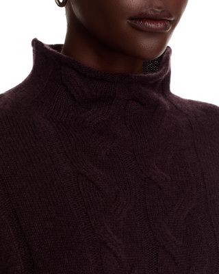 100% Cashmere Mock Neck Cable Sweater - Exclusive