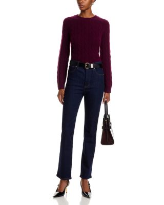 100% Cashmere Cable Knit Crewneck Sweater - Exclusive