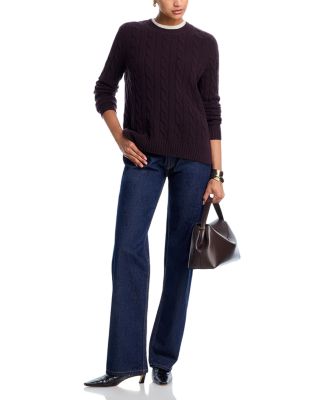 100% Cashmere Cable Knit Crewneck Sweater - Exclusive