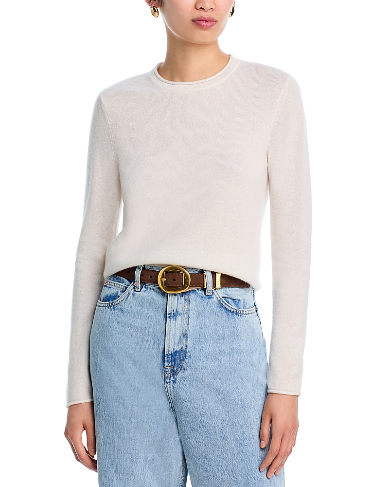 Aqua 100% Cashmere Rolled Edge Sweater - Exclusive