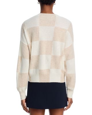 100% Cashmere Brushed Cropped Check Sweater - Exclusive