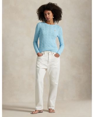 Cable Knit Cotton Crewneck Sweater