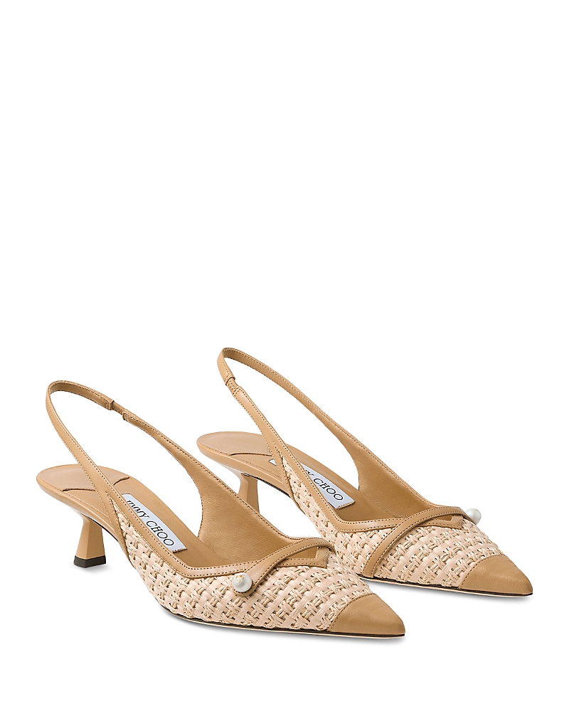 Shop Jimmy Choo Women's Amita 45 Raffia Slingback Pumps